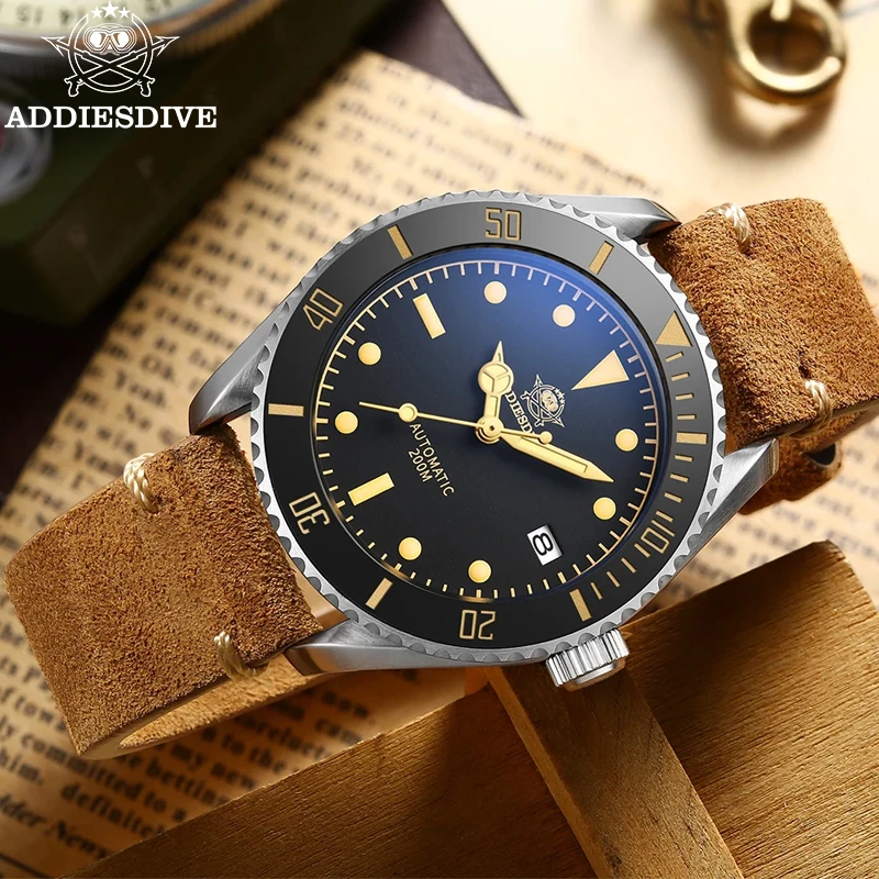 

ADDIESDIVE Vintage Bronze Men Watch NH35 Sapphire Crystal Swiss C3 Super Luminous Retro Bronze Automatic Mechanical Watches 200M