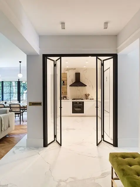 Modern Design Windproof Aluminum External Folding Door Double Glass Soundproof Garden Folding Patio Balcony Bifold Doors
