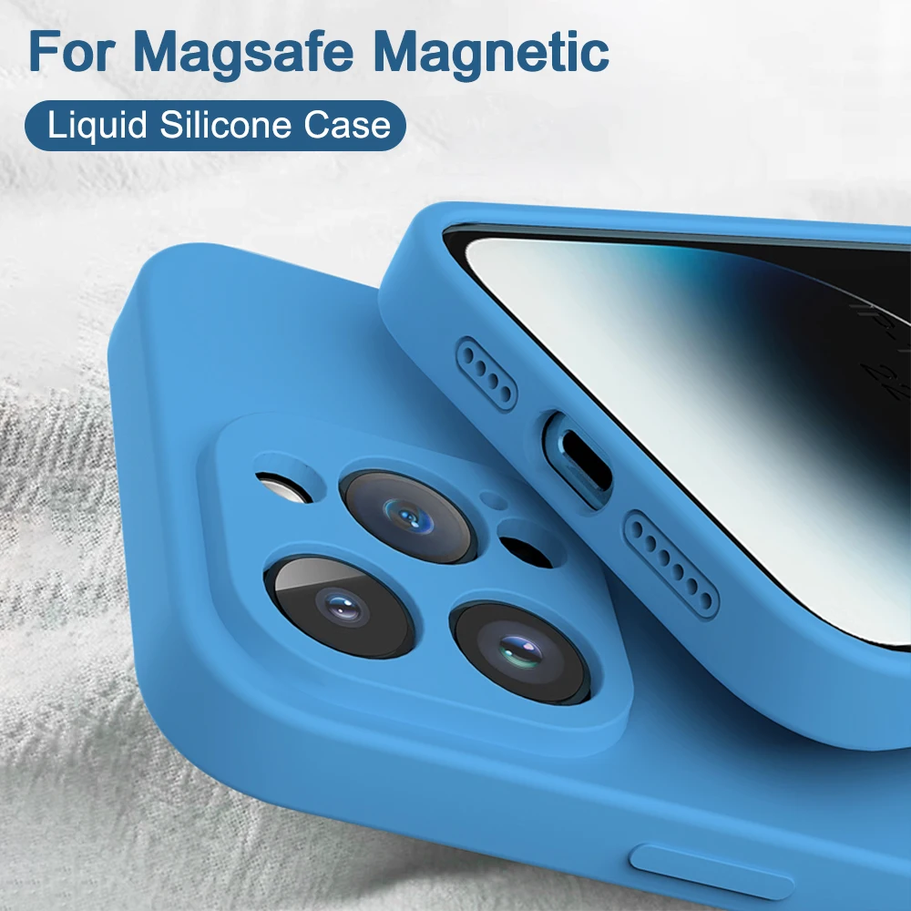 Original For Magsafe Magnetic Case For iPhone 11 12 13 14 15 Pro Max Mini X XR XS 8 Plus Liquid Silicone Wireless Charging Cover