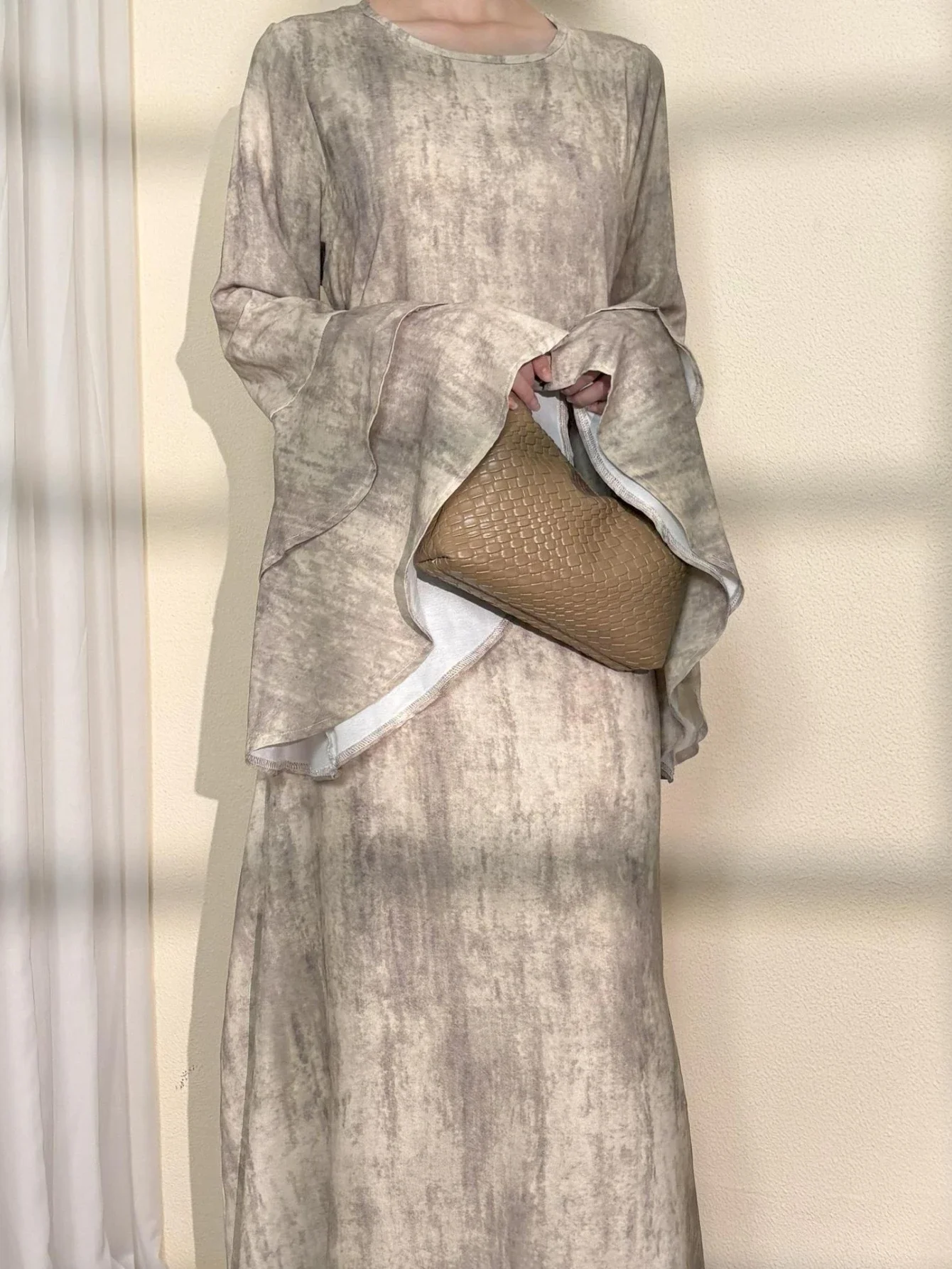Eid vestido feminino muçulmano abaya manga dupla alargamento festa jalabiya ramadan vestidos longos bandagem vestidos largos árabe robe kaftan
