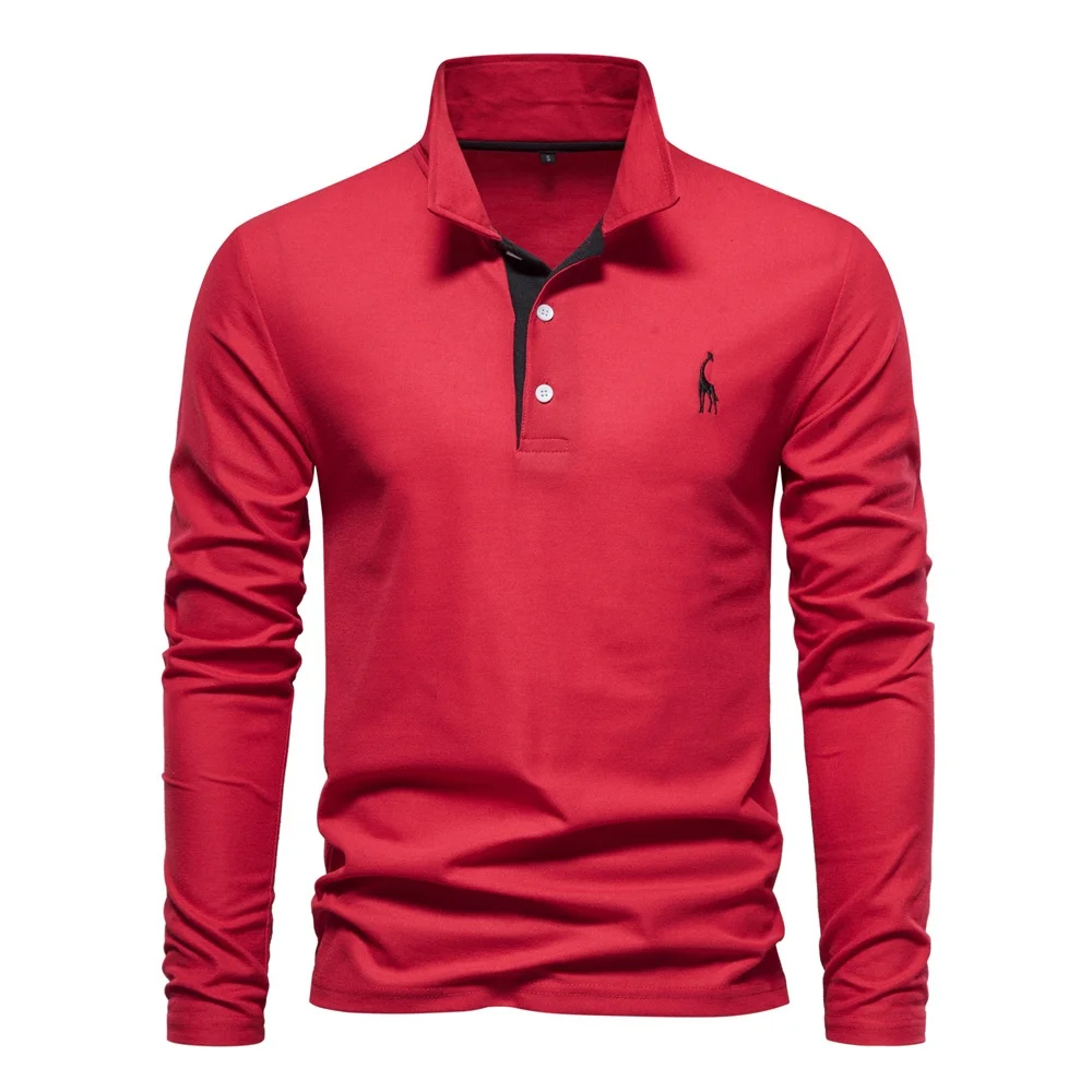 Men's Golf Shirt Golf Polos Work Casual Lapel Long Sleeve T-Shirt Men Basic Modern Plain Button Spring & Fall Regular Golf Shirt