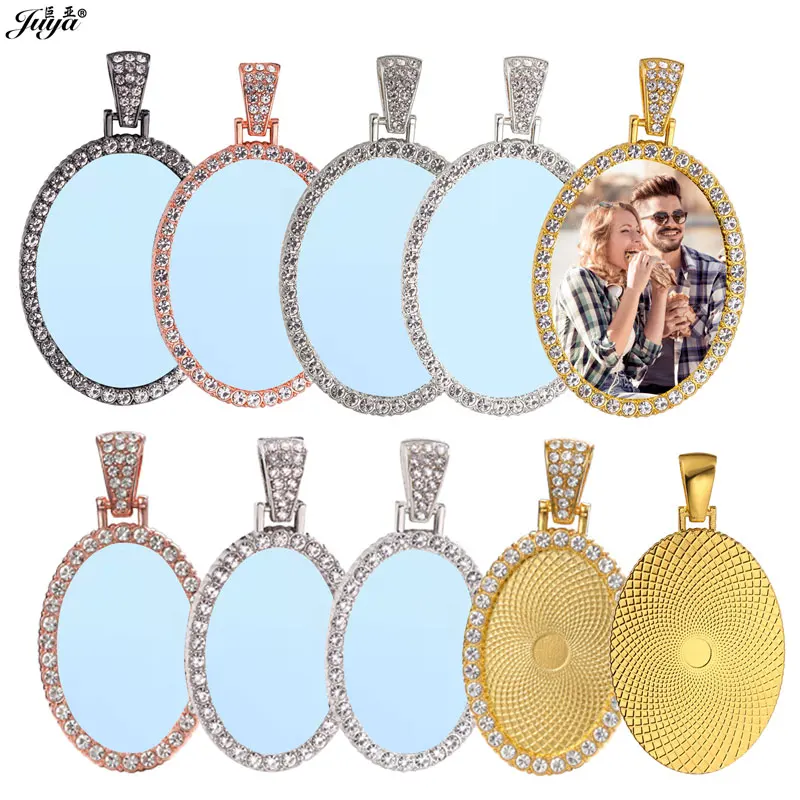 15sets Blank HD Sublimation Pendant Base 20x30/28x38mm Oval Cabochon Bezels For DIY Heat Transfer Jewelry Supplies Accessories