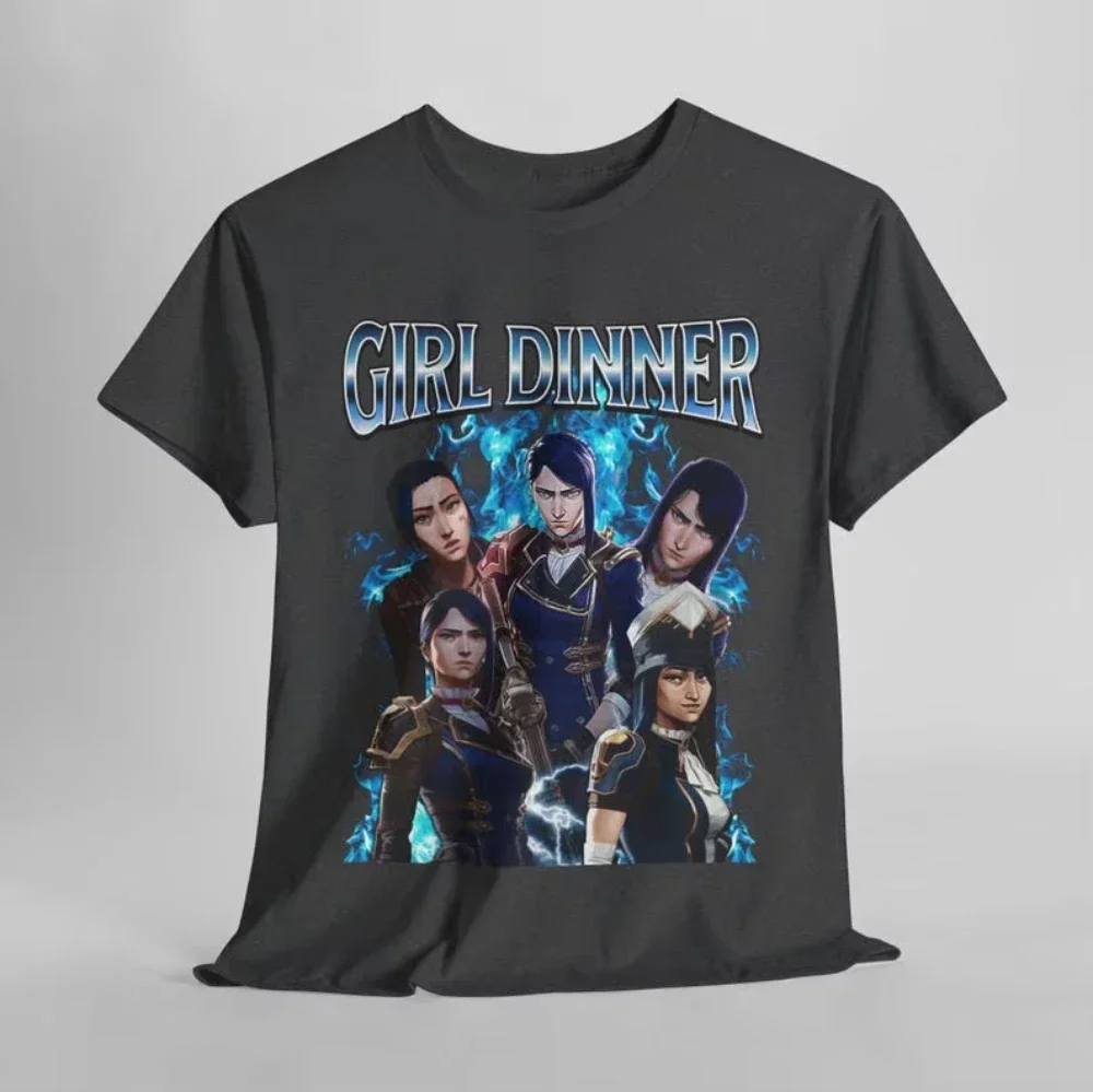 Caitlyn غامض تي شيرت المرأة خمر الشارع الشهير جامعة الأساطير قميص أنيمي الملابس Fanmerch Lol البضائع المرأة المحملة