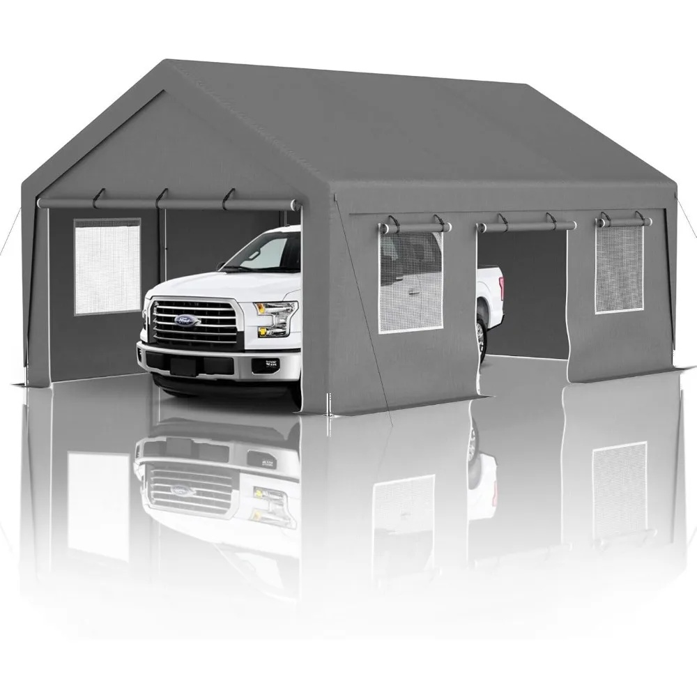 

13x20ft Carport Portable Garage Car Canopy Heavy Duty Car Port with Mesh Windows and Removable Sidewalls UV Resistant Waterproof