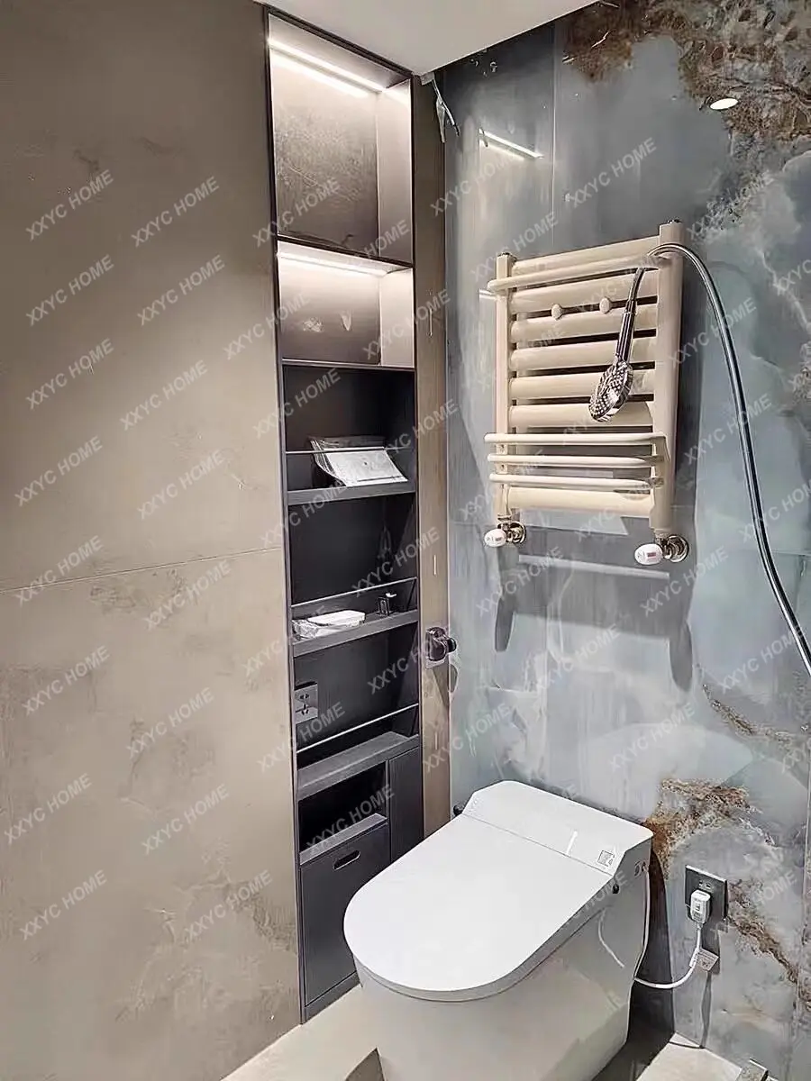 X-S Bathroom embedded garbage can, toilet alcove, shelf, custom toilet hidden alcove