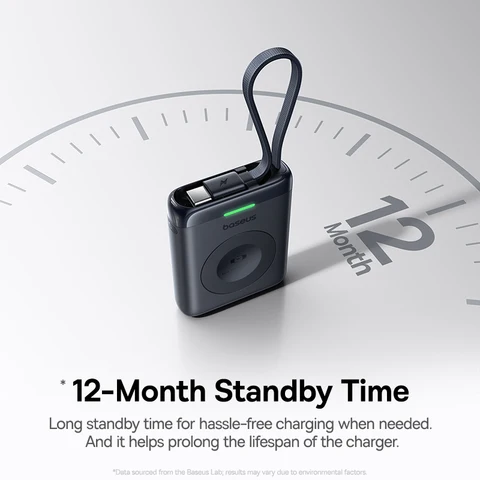 Магнитное беспроводное зарядное устройство Baseus 5 Вт для Apple Watch Встроенный кабель USB-C для Apple Watch S1-S10 SE SE2 Ultra2