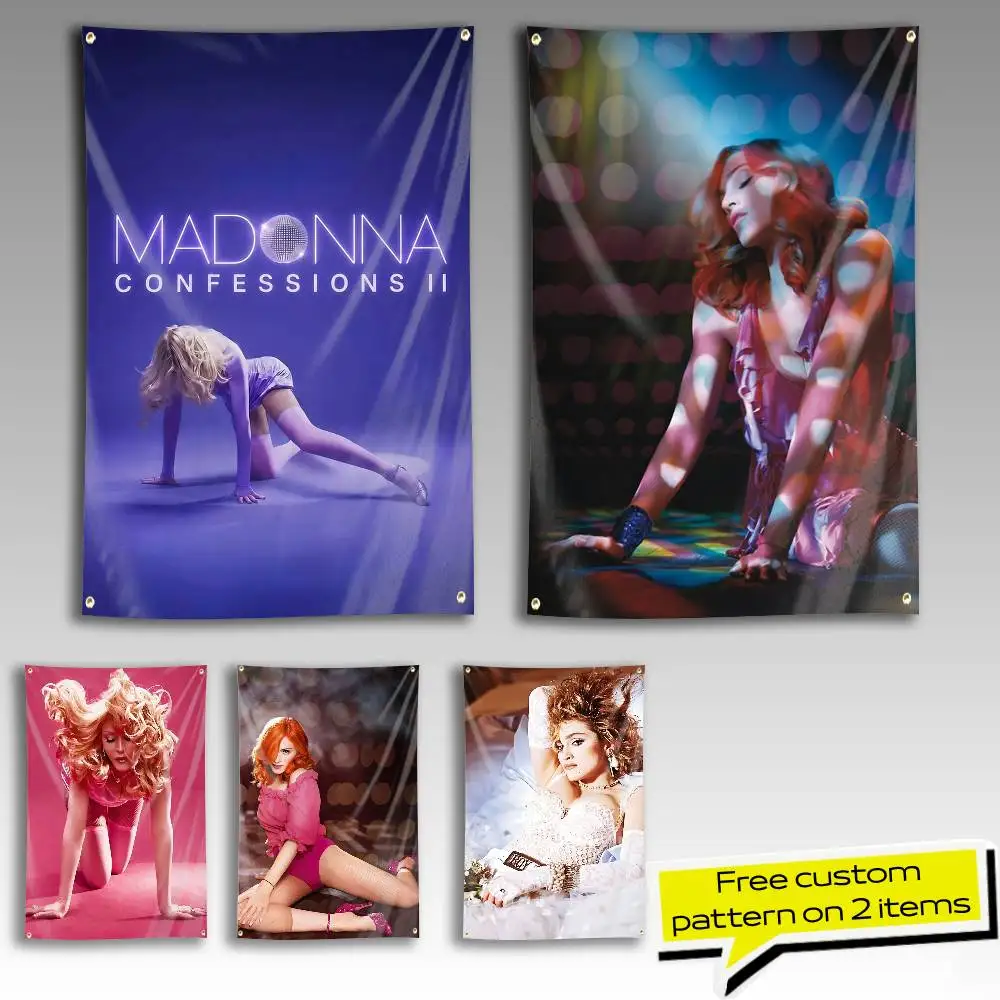 POP-Queen M-Madonna Confessions Flag Tapestry Banner for Bedroom Living Room Outdoor Camping Custom Supported