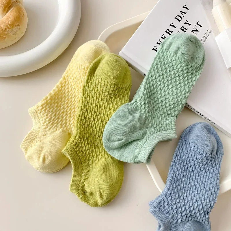 Women Cotton Socks Cream Color Simple Sweet Fashion Versatile Invisible Indelible College Style Series Ladies Boat Socks C105