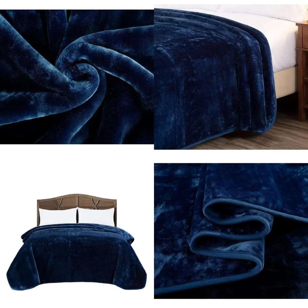 

Роскошное очень большое одеяло из корейского меха норки, 12,2 фунтов, 750 GSM, 92 x 106, размер US King, темно-синий цвет.