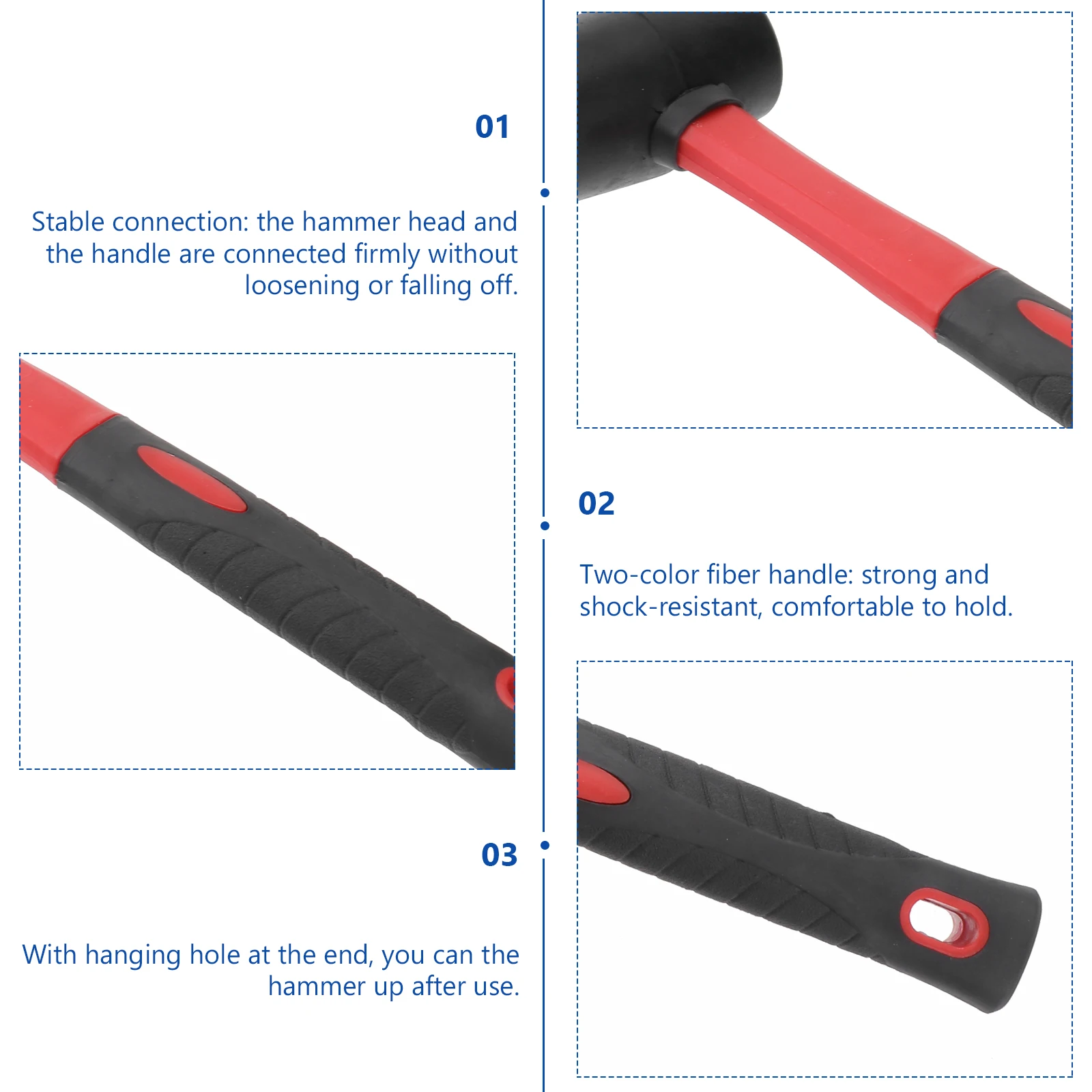 

Rubber Hammer 8 Soft Head Mallet Elastic Small Tool for Landscaping Flooring Installation Jewelry Crafts