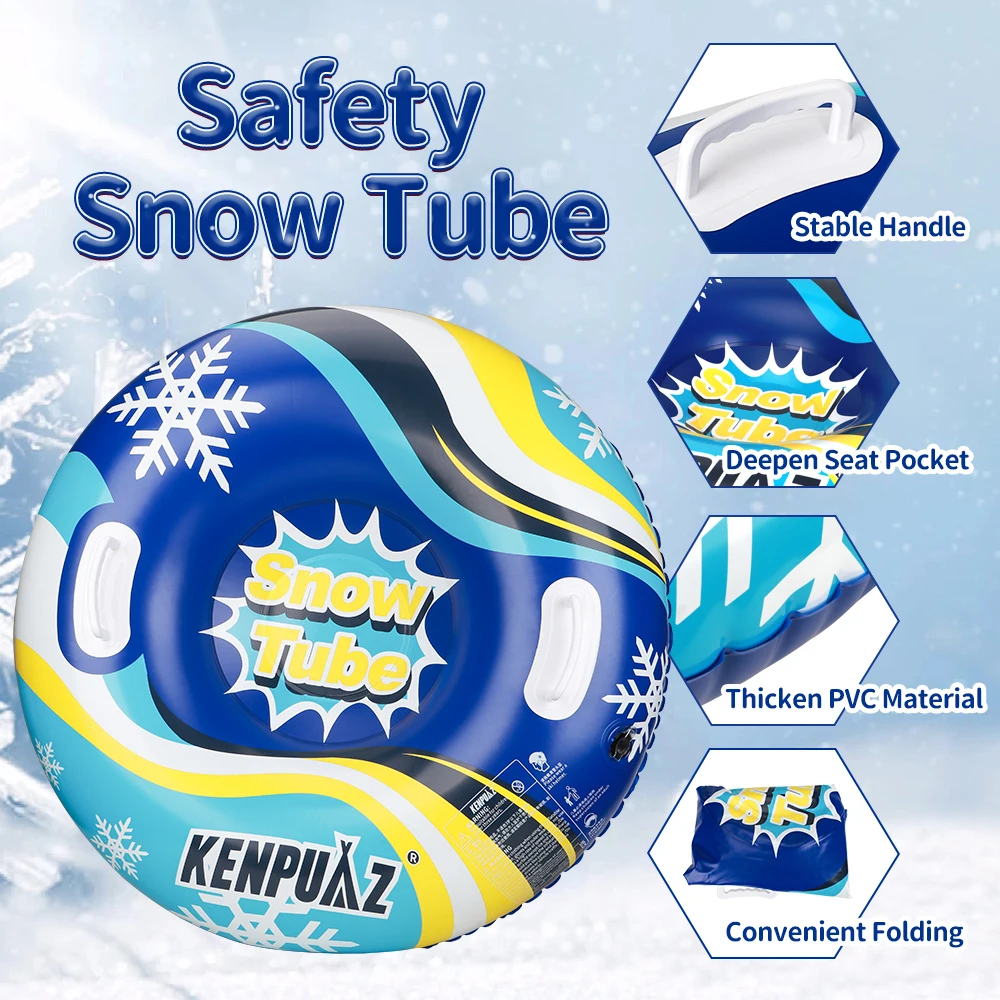 Kenpuaz الأزرق والأحمر نفخ السلامة غير عرضة الكراك أنبوب الثلج الدائري الشتاء مقاوم للماء رشاقته PVC مقبض بلاستيكي ثابت #3