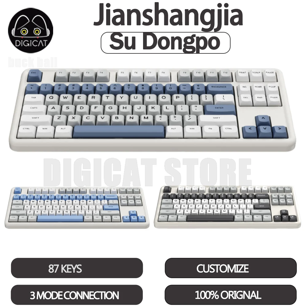 Jianshangjia Su Dongpo Mechanical Keyboard 3Mode USB/2.4G/Bluetooth Wireless Keyboard RGB Gasket Customized Gaming Keyboard Gift