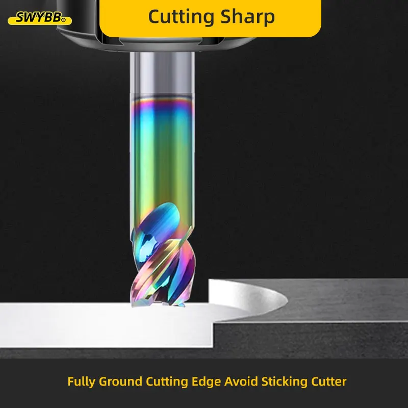 SWYBB End Mill Short Cutting Length CNC Milling Cutter Aluminum Metal Iron Steel High Feed 1mm-12mm