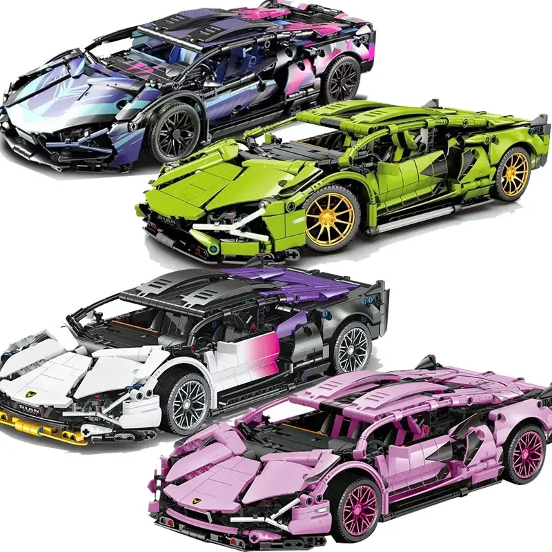 

Technical Sian SVJ Colorful Lambor Super Speed Car Building Blocks Assmble Bricks Sport Vehicle Toys Gift For Kids Boy