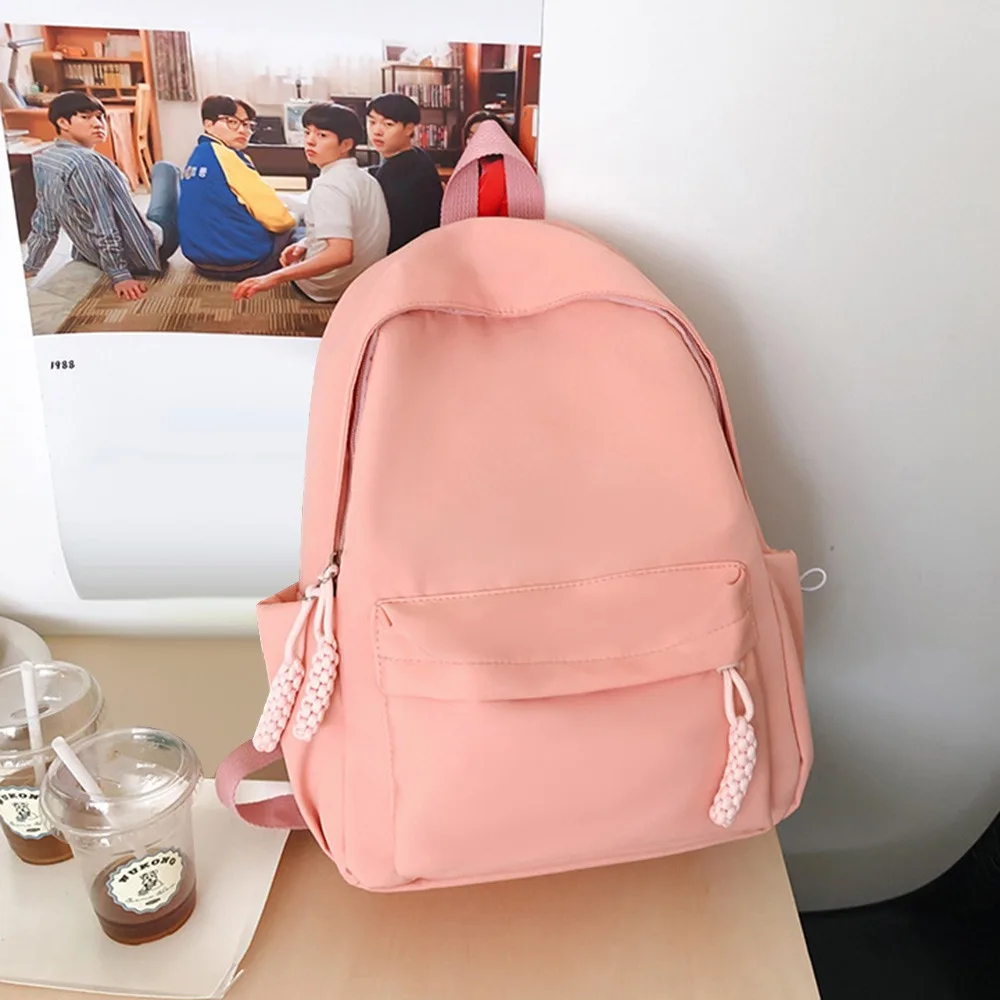 

Модная нейлоновая школьная сумка через плечо, однотонный рюкзак большой емкости, регулируемая школьная сумка для студентов