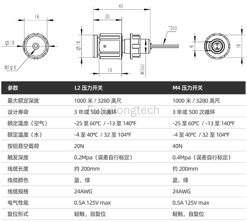 مفتاح ضغط روبوت تحت الماء ROV مختوم المقصورة تشغيل/إيقاف التحكم الذاتي إعادة الضبط التبديل