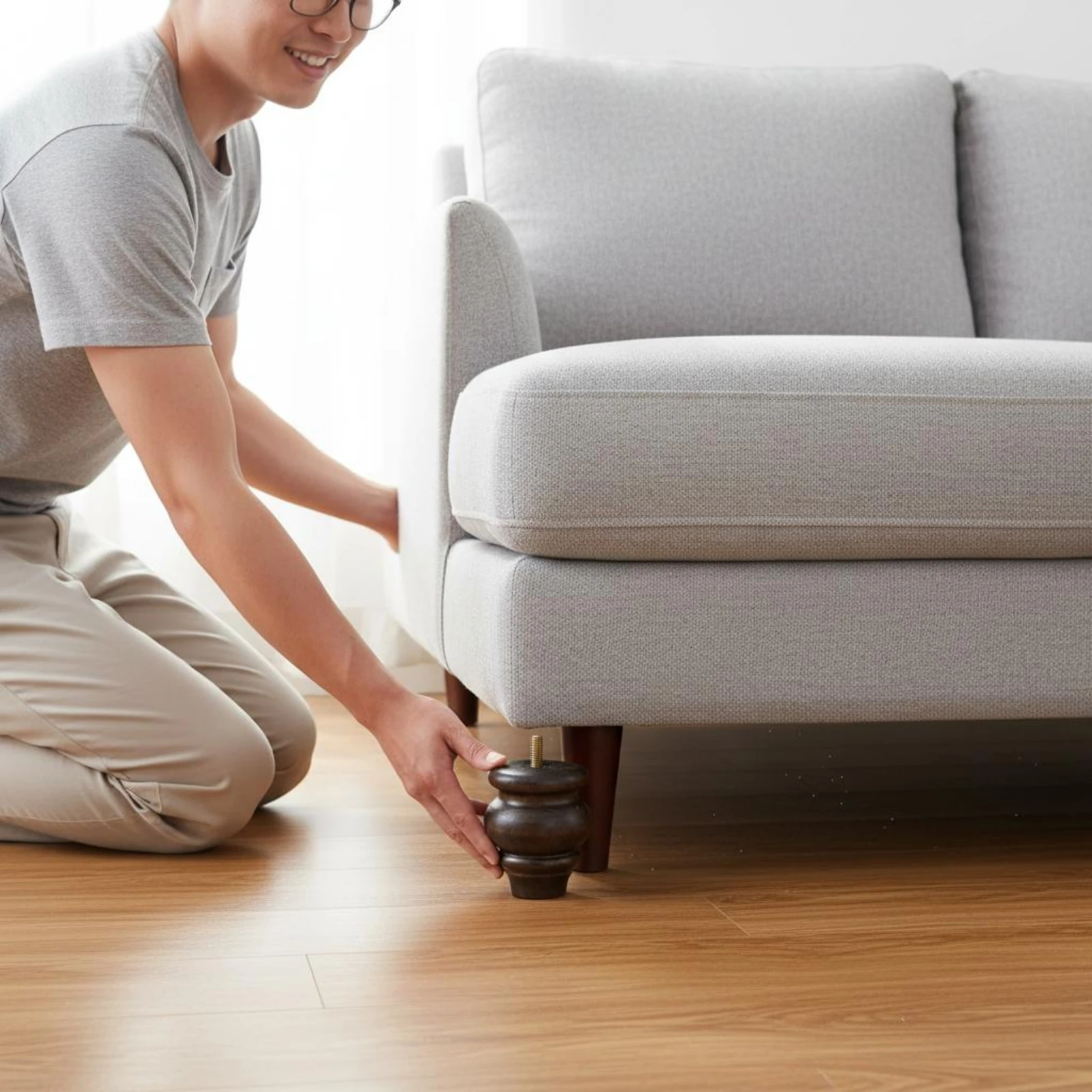 3 Pieces Wood Furniture Legs Height Raising Wood Furniture Leg Cabinet Replacement Leg Anti-Scratch Home Hardware for Bed