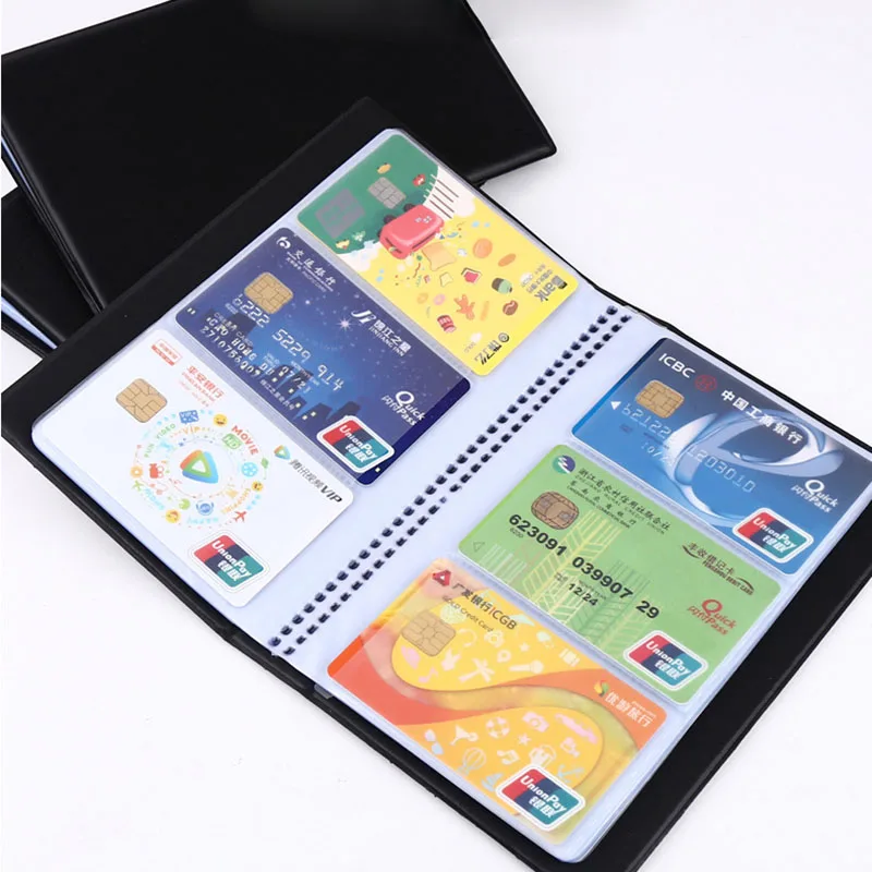 Black PU Leather Women Men's ID Credit Card Case Holder Wallet Organizer Gift Large Capaciy Business Designer Id Card Bag Purse