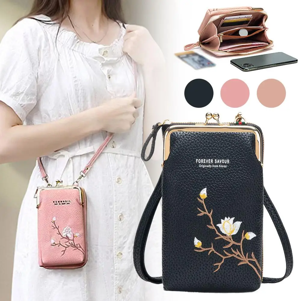 

Mini Shoulder bag PU Leather Women Wallets Embroidered Niche Portable Storage Zipper Wallet travel accessories