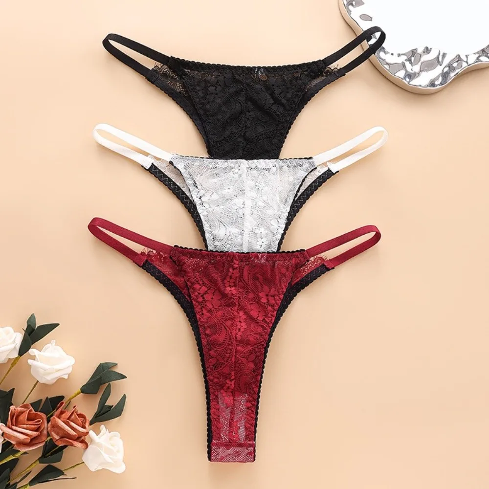 Modische Transparente Spitzen-Netz-String-Dünne Dessous Blumen-Slips Niedrige Taille Blumige Damenunterwäsche Geschenke – Detail 5