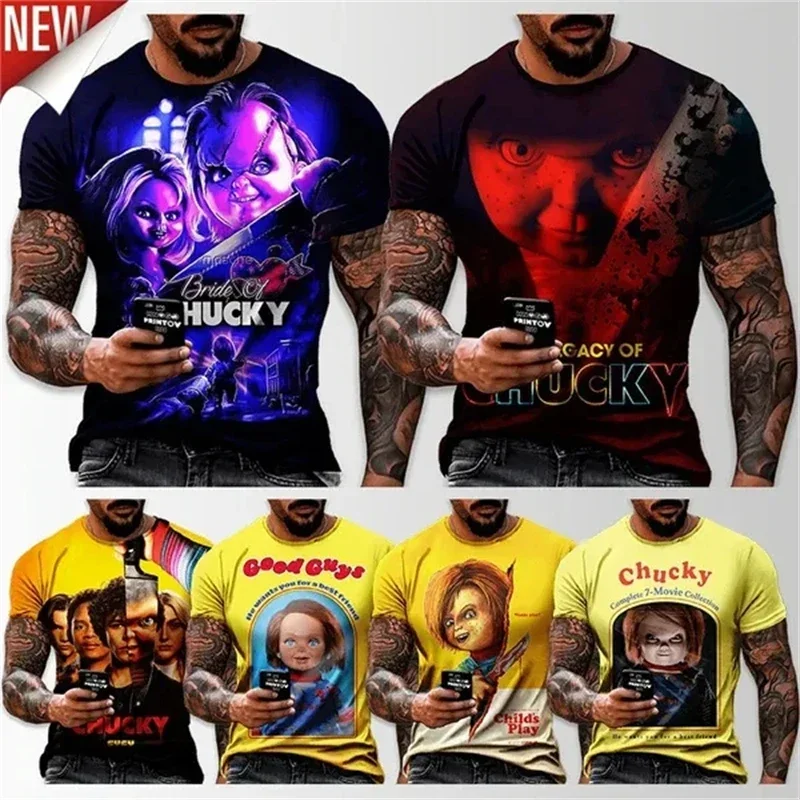 

Horror Movie Bride of Chucky 3D Print Casual T-Shirt Men's Short Sleeve Tops Cool High Quality Tshirts Tee Clothing