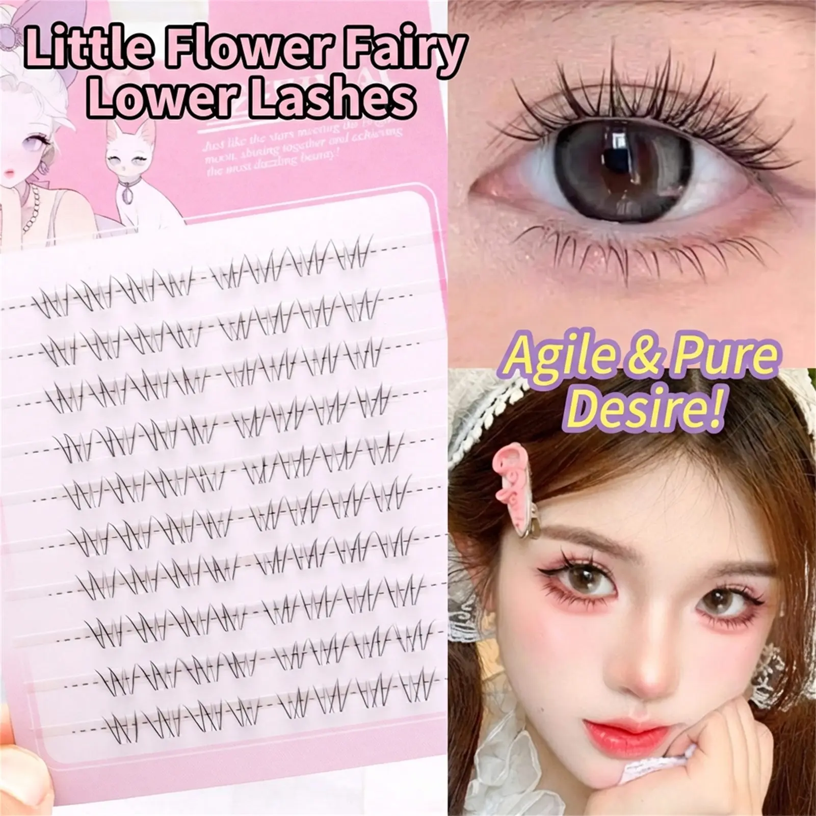W Type Natural Look Lower Eyelashes Lightweight Comfortable False Lashes for Women