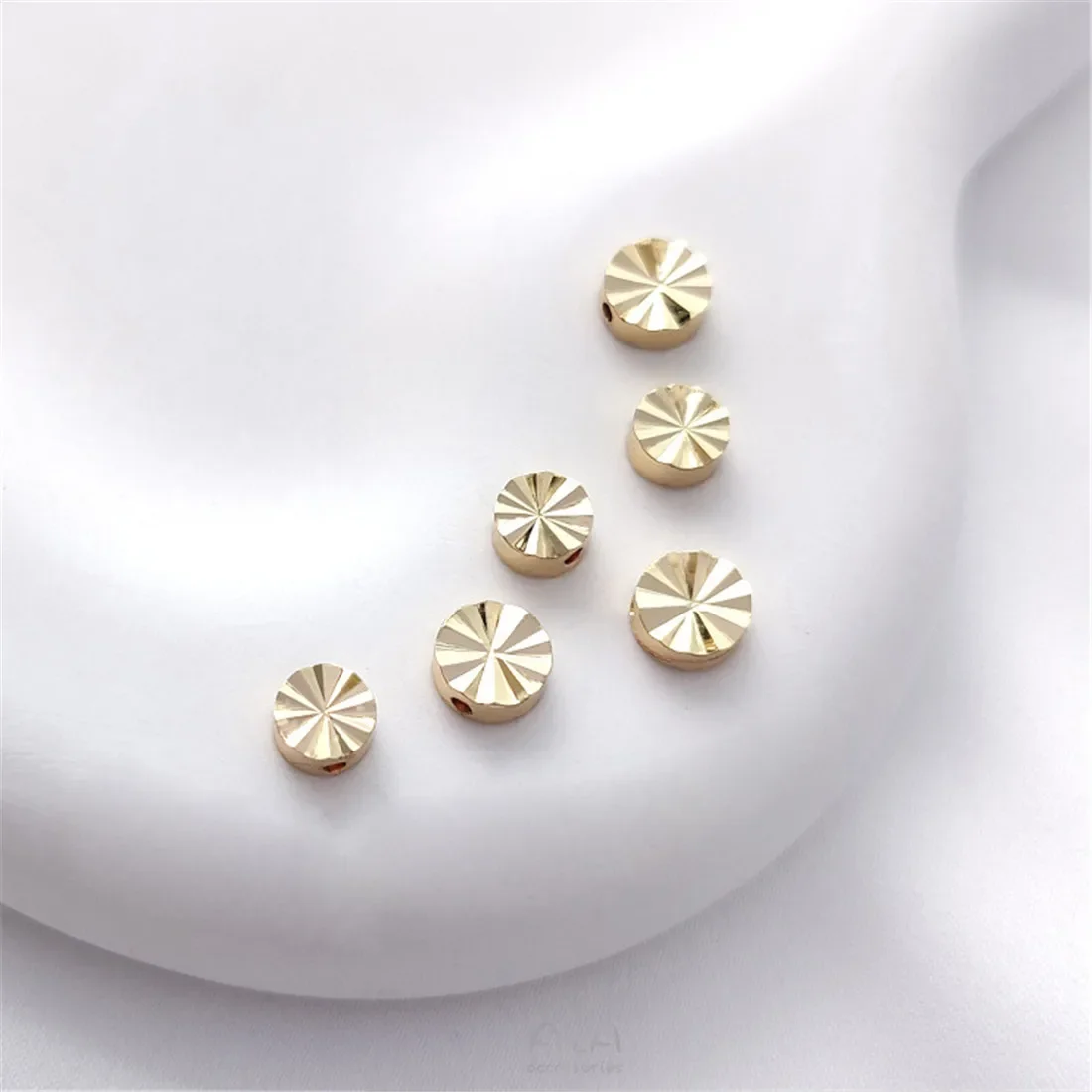 14k banhado a ouro dupla face flor divisória plana contas girassol bolo redondo diy pulseira orelha jóias acessórios materiais c166