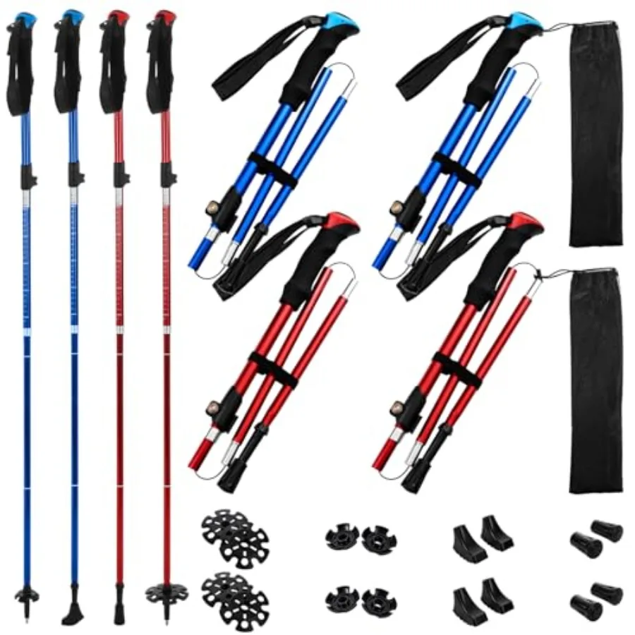 

Набор из 4 складных алюминиевых треккинговых палок: регулируемые, легкие, для походов и путешествий