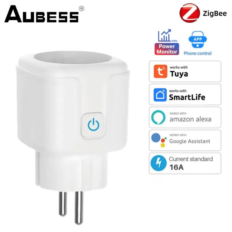 Tuya 16A Smart Zigbee Socket EU Plug Power Monitor Smart Life APP Wireless Remote Control Voice Control Via Alexa Google Home