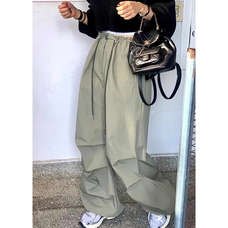 Шикарные винтажные широкие брюки с высокой талией, женские однотонные рабочие брюки, повседневные свободные брюки, весенняя мода