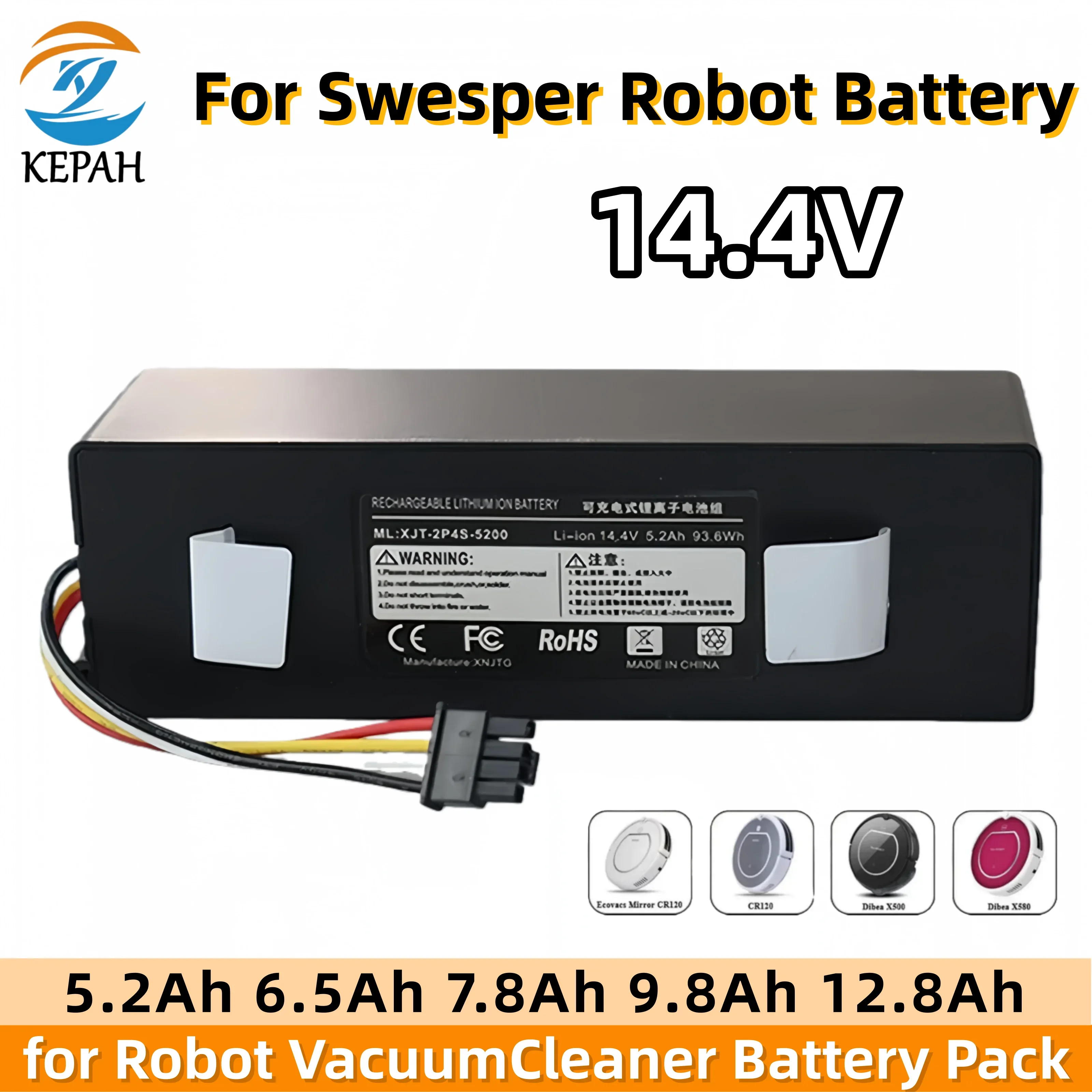 

Аккумулятор 4S2P 5.2Ач 14.4В для робота-пылесоса Xiaomi, замена для Xiaomi Roborock S55 S60 S65 S50 S51 S5 MAX S6, запчасть