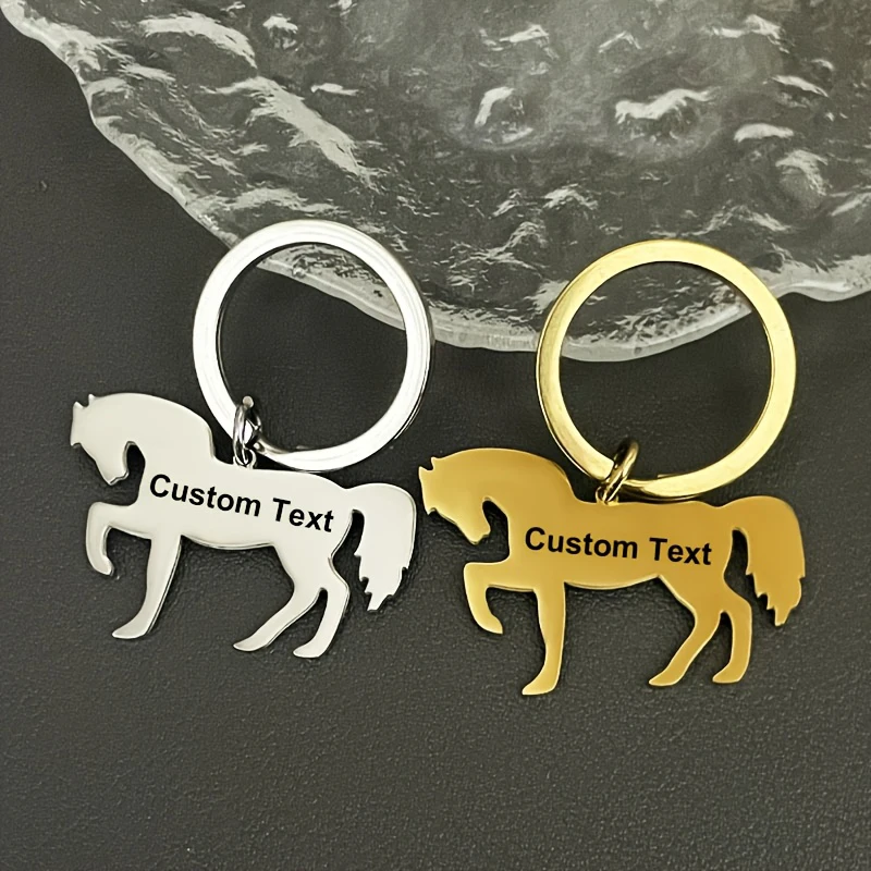 Gantungan Kunci Wanita Kustom Gantungan Kunci Kustom Baja Tahan Karat Bentuk Kuda Poni Lucu Hewan Kartun Hadiah Peringatan Aksesori Unik