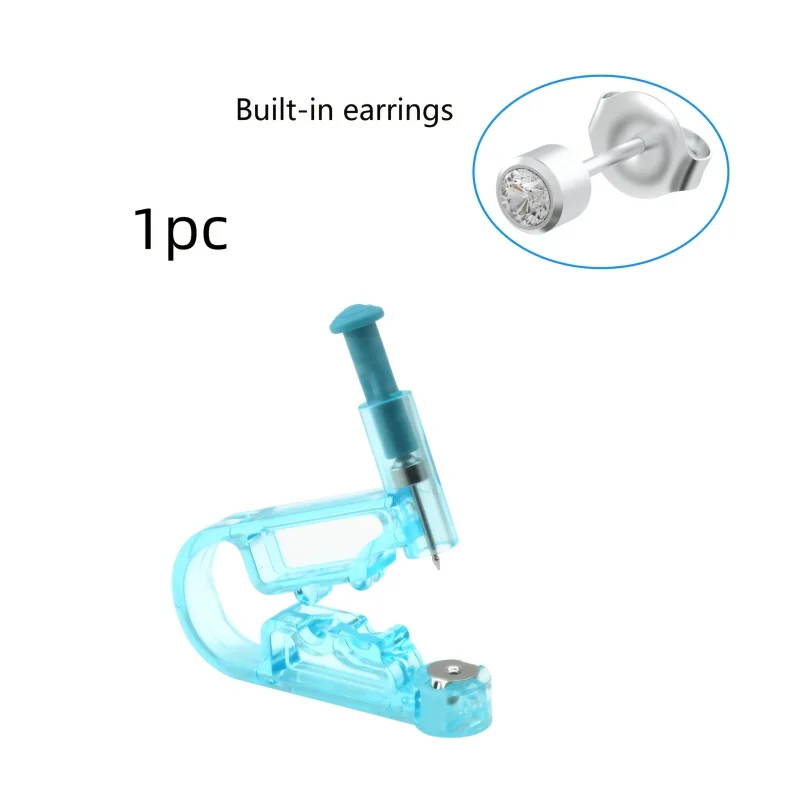 1pc/2pcs disposable self-piercing ear gun, equipped with 304 stainless steel earrings and cleaning supplies, easy and safe to operate, for salon and home piercing, unisex.