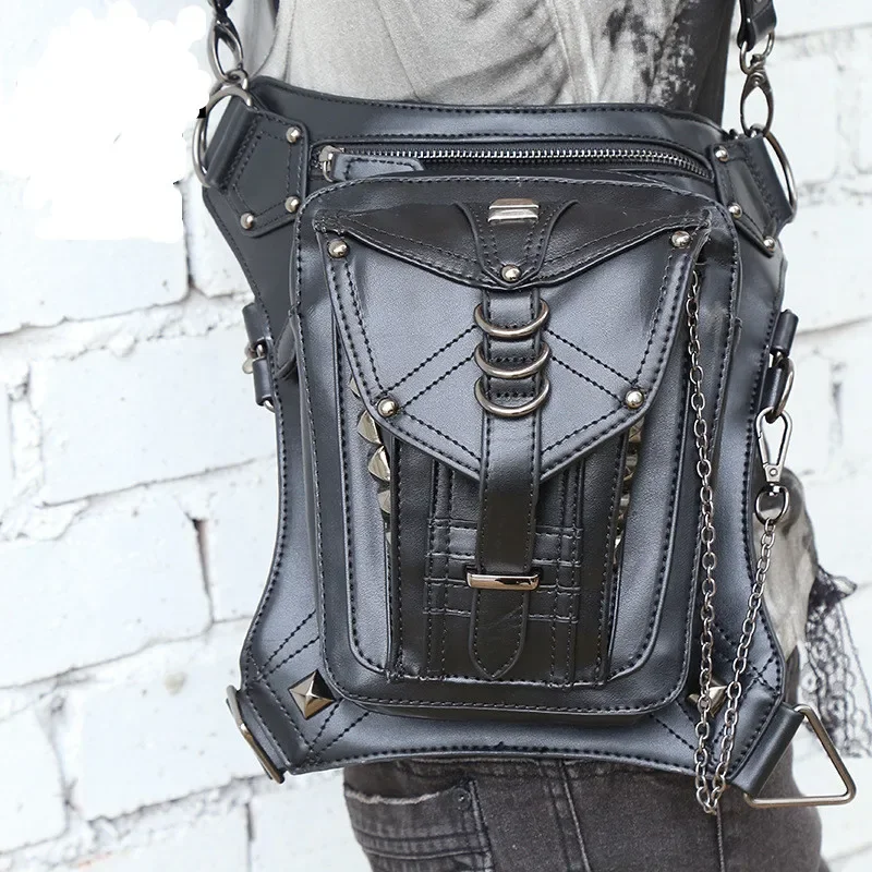 Fashion PU Waist Pack Waterproof Waist Leg Bag Casual Fanny Pack Belt Bag Men Thigh Holster Bag Military Bum Hip Pouch