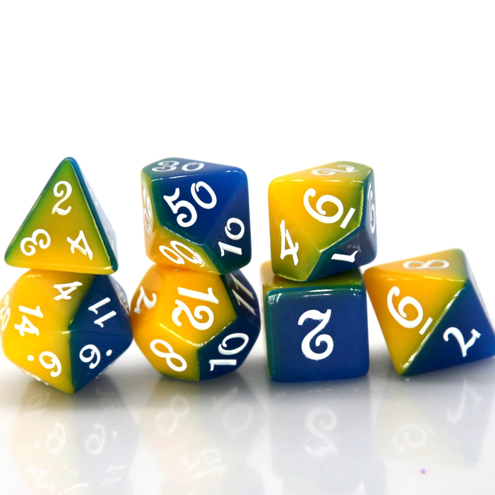 Blue & Yellow Dual Color Polyhedral Dice Set 7pcs D4-D20 for DND RPG MTG Tabletop Games for D&D TRPG Board Game view 3