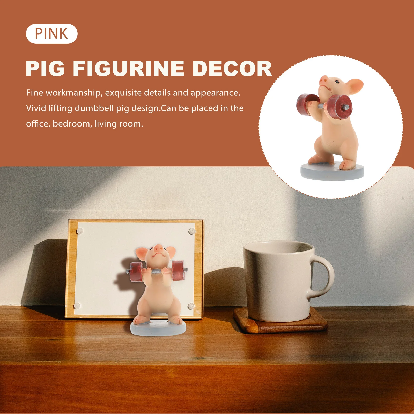 

1Pcs Cartoon Pig Resin Craft Desktop Decor Small Creative Animal Ornament Lifting Dumbbell Adornment Resin Craft Adornment