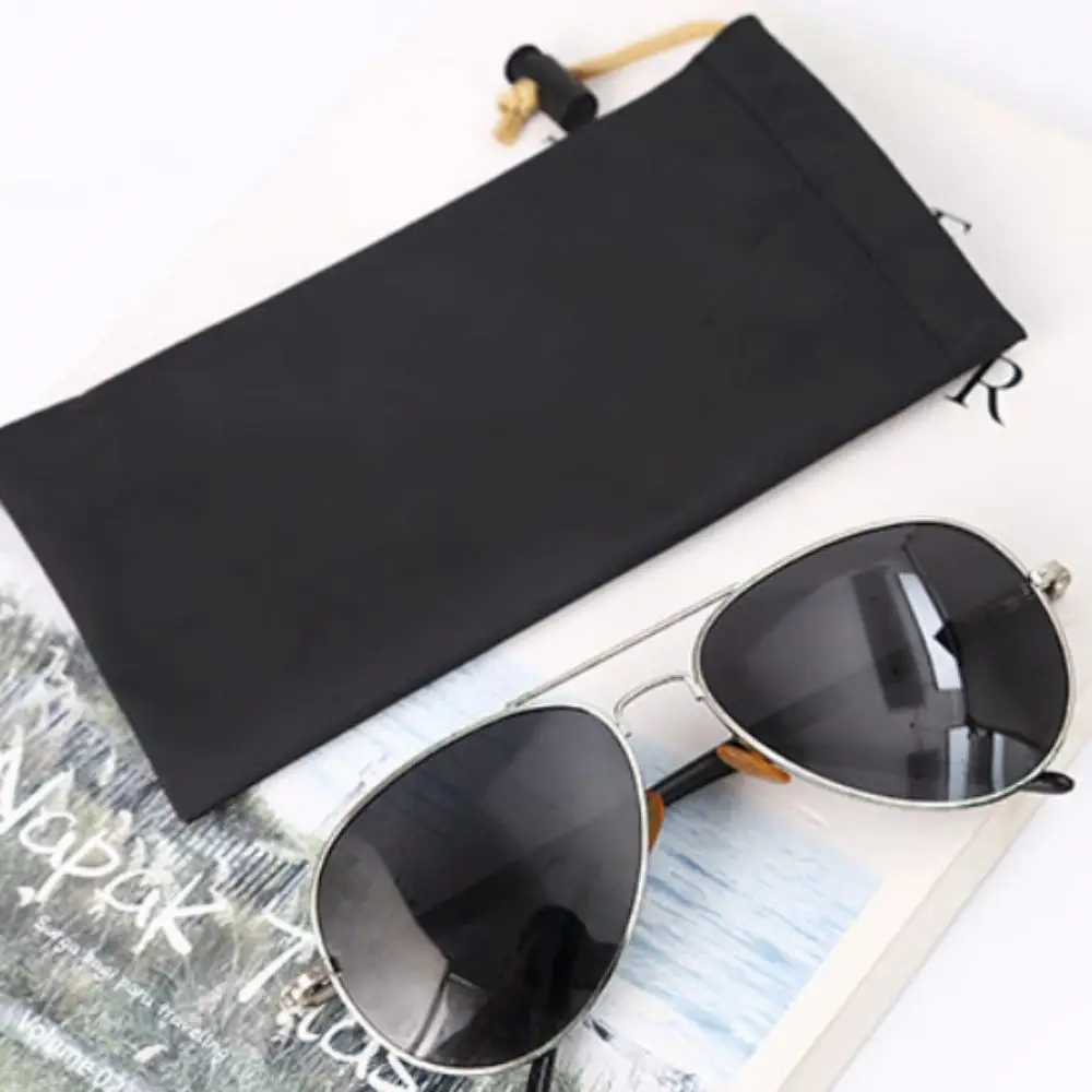 PU Leather Phone Storage bag with Draw String Large Capacity Power Bank Case Soft Black Headphone Case Pouch Cell Phone Pouch