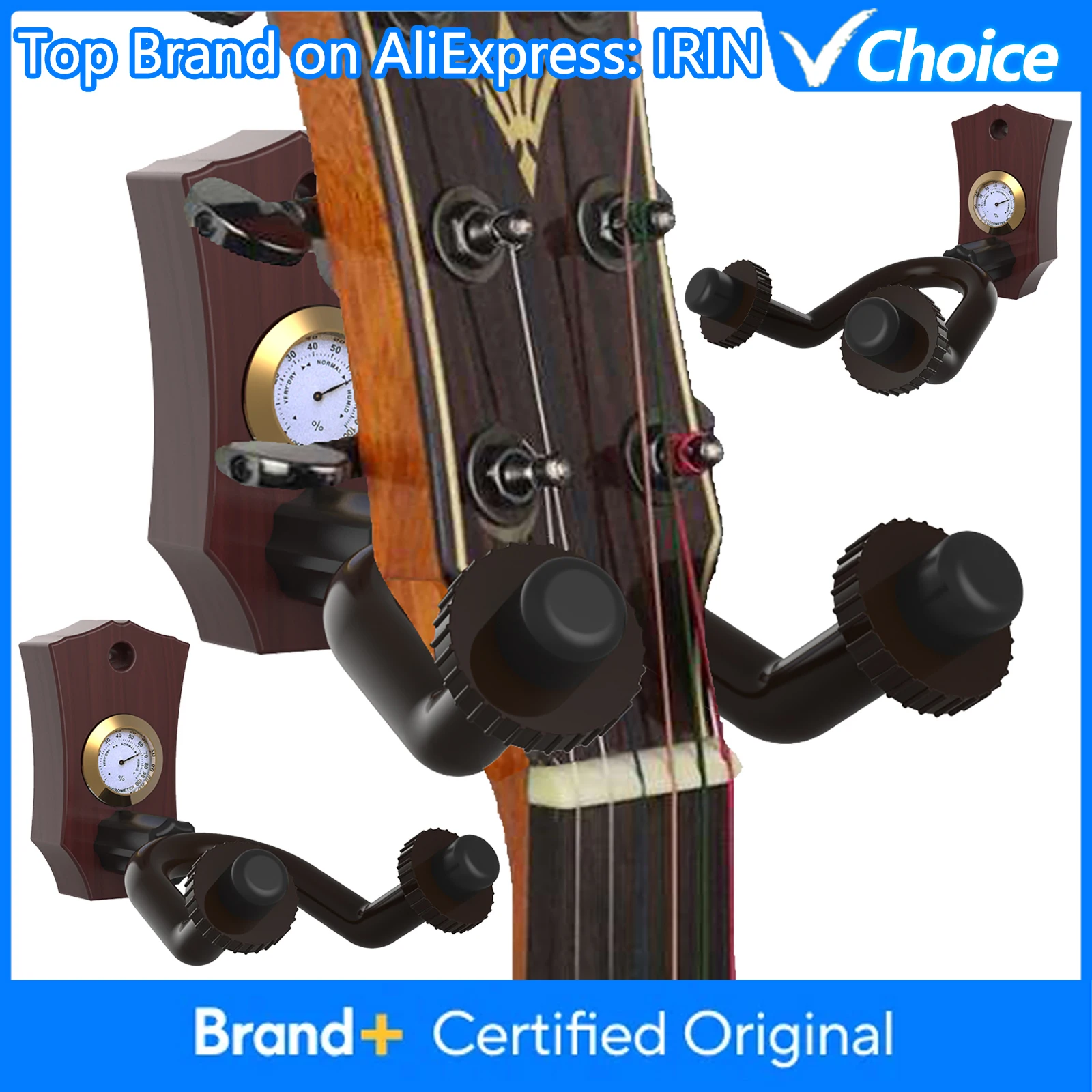 IRIN Guitar Wall Mount Holder with Hygrometer Humidity Meter Guitar Wall Hanger Solid Sturdy Wall Hanger Guitar Accessories