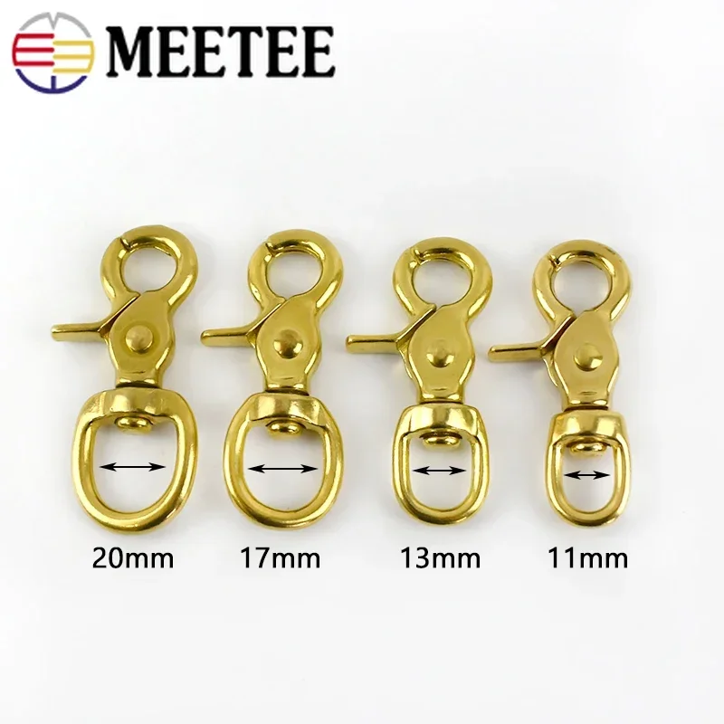 Meetee 2/5Pcs 10-38mm Pure Brass Buckles Carabiner Metal Dog Collar Hook Clips Luggage Straps Hang Snap Buckle Sewing Accessory