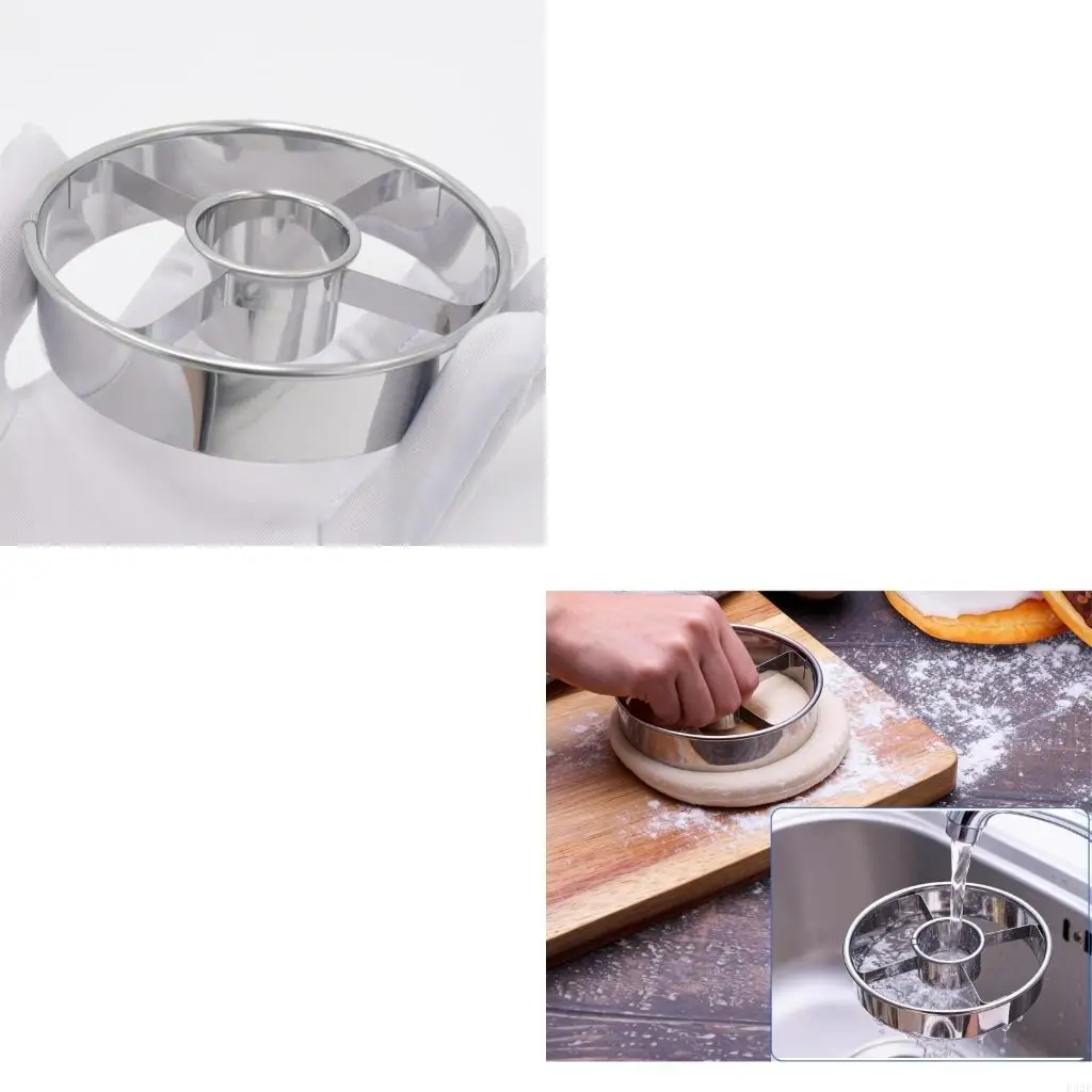 F92F Set of 2 Professional Dessert Cutters Stainless Steel Texture Dessert Cutting Moulds for Baking Frying Uniform Cookie