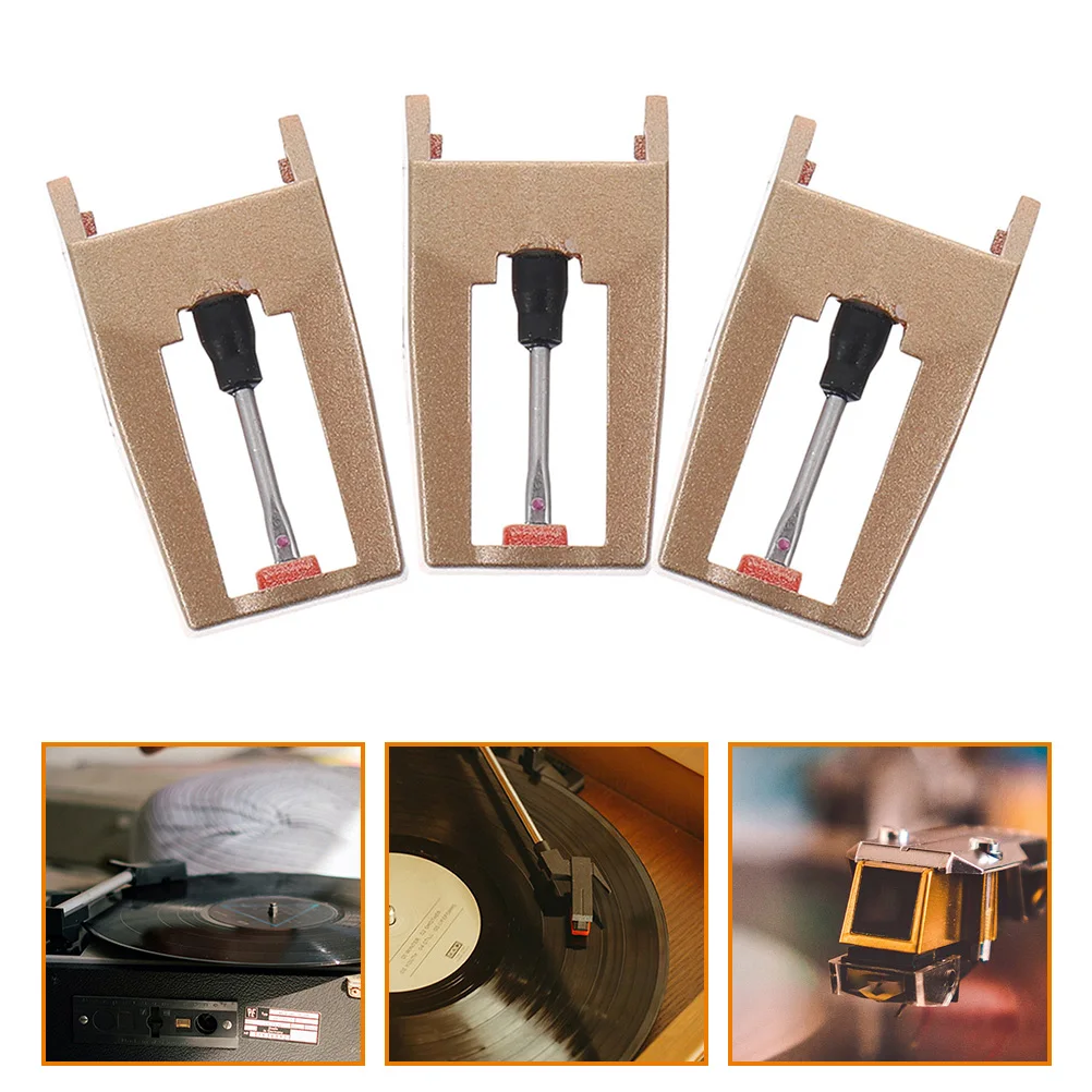 

3pcs Record Player Needles Replacement Turntable Stylus For Vinyl Records Universal Needle Red Gem Tip Lightweight Easy Install