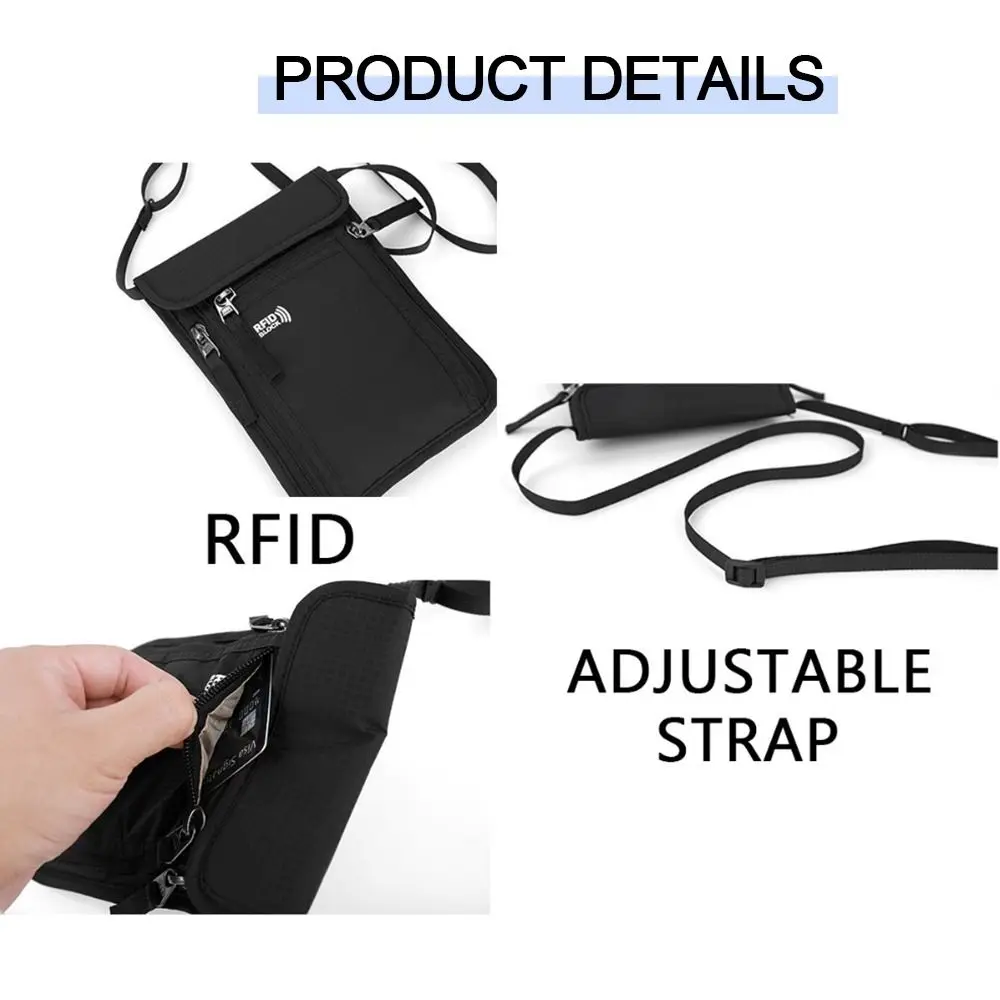 Portable Nylon RFID Passport ID Bag Waterproof Multi-Functional Document Pouch ID Credit Card Holder Women