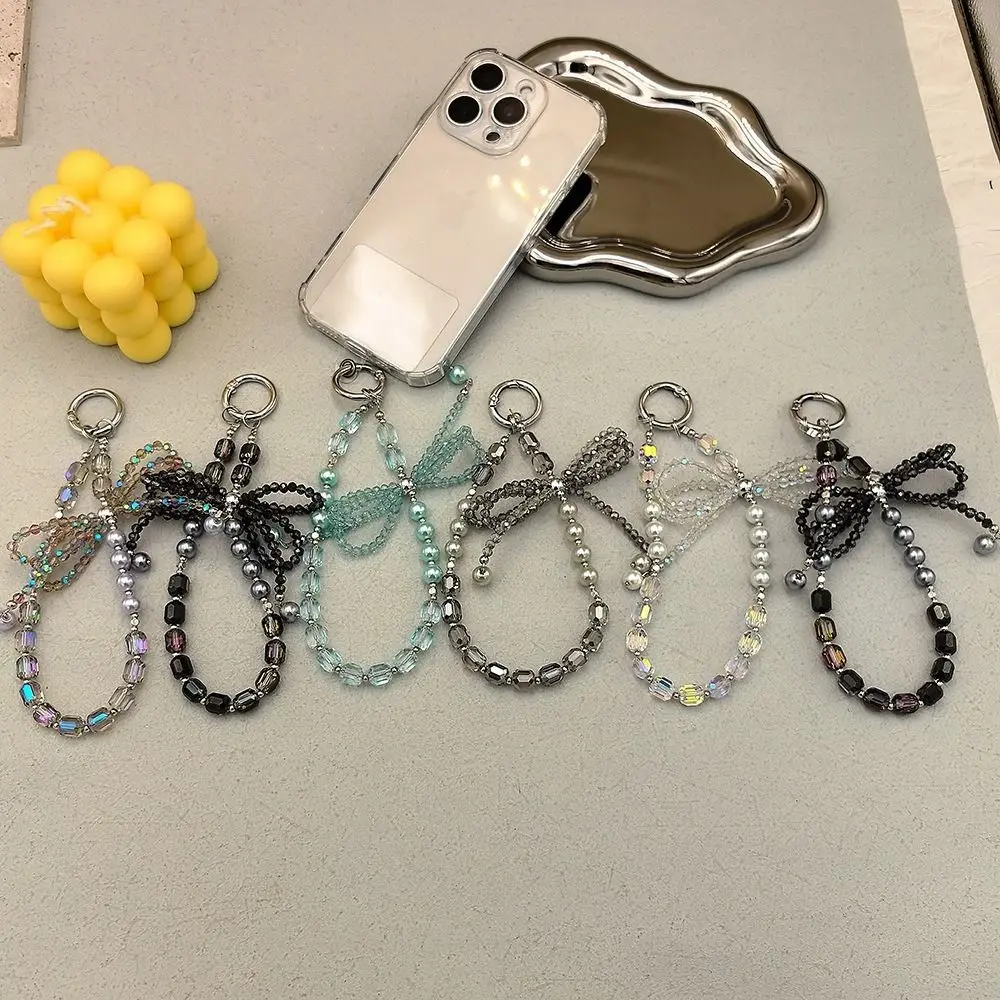 

Ремешок для мобильного телефона с милым кристаллом и бантом, автомобильный брелок ручной работы «сделай сам», подвеска для телефона с ручным бисером