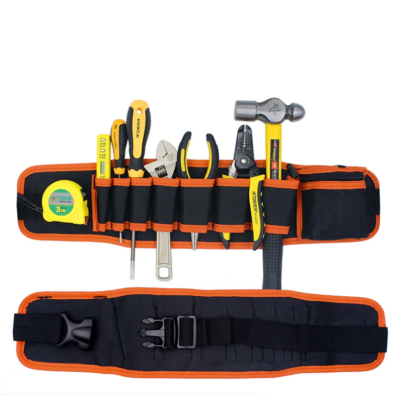Ceinture à outils de poche à la taille réglable pour électriciens, sac de rangement pour poudres, marteaux, pinces, porte-tournevis, trousse à outils de réparation à la main