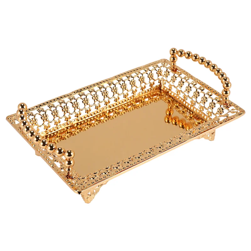 

European Delicate Fruit Plate, Luxury Gold Tray, Fruit Plate, Home Cake Tray-A74P