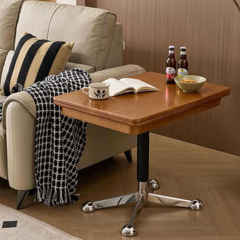 Modern minimalist solid wood foldable table top dining table with movable side table