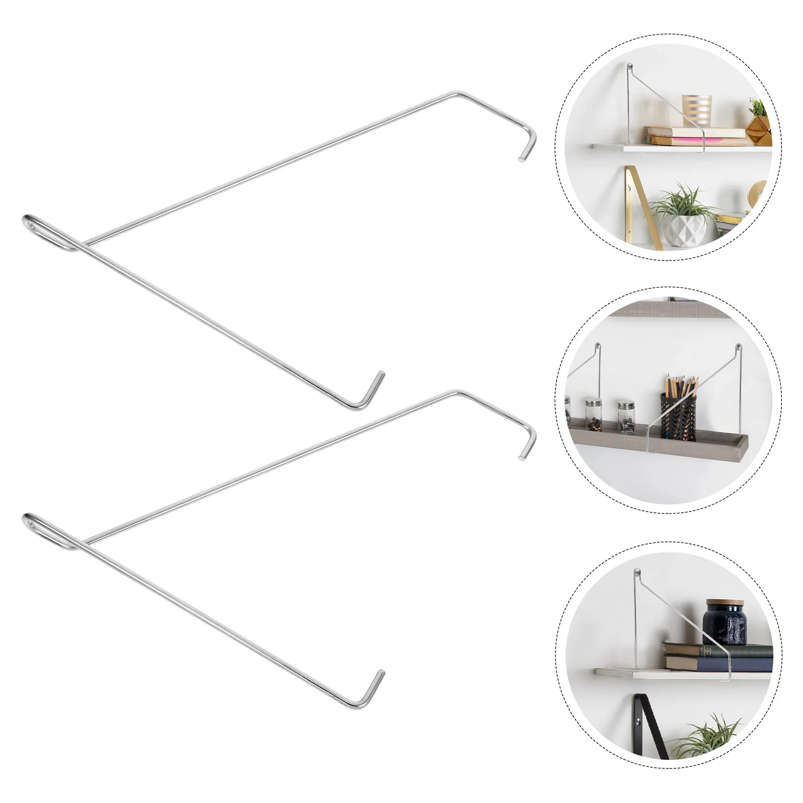 Heavy Duty Stainless Steel Hanging Hooks & Floating Shelf Brackets Set (2 pcs)
