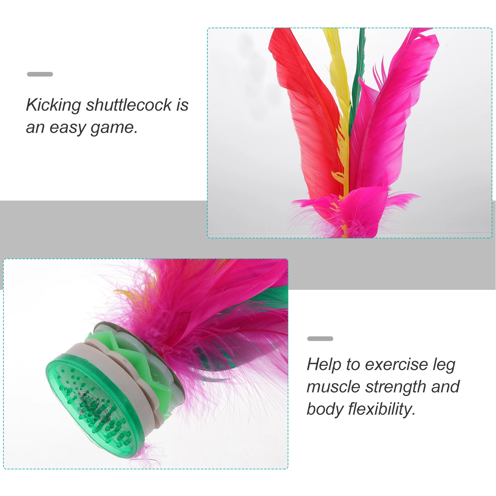 

5pcs Colored Shuttlecock Goose Plume Oxford Base Kicking Toy Fitness Game Outdoor Sports Activities Recreation Fun