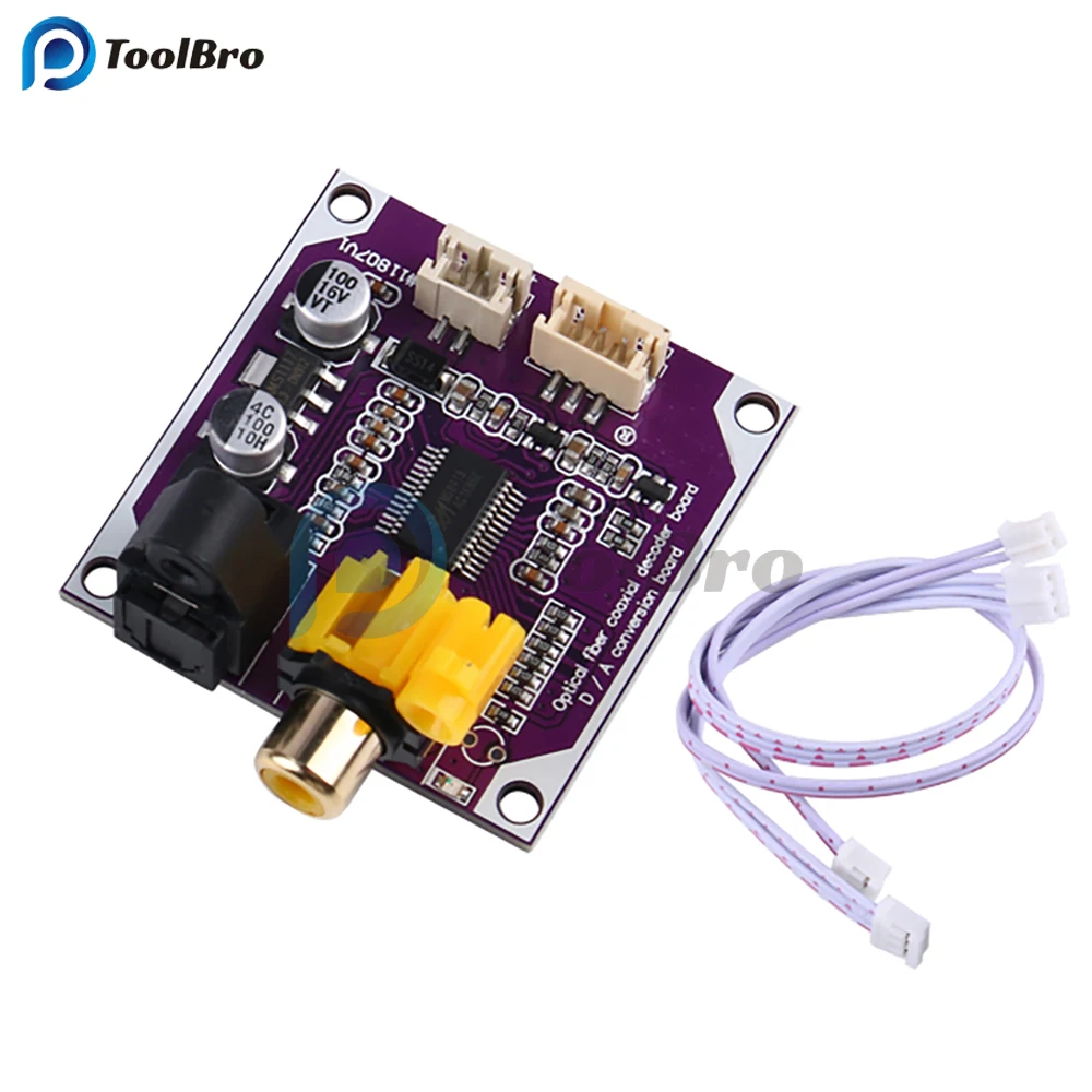 DAC Digital Audio Decoding Board DC 5-12V 24Bit 192KHz Optical Fiber Coaxial Docoder Module D/A Conversion Board