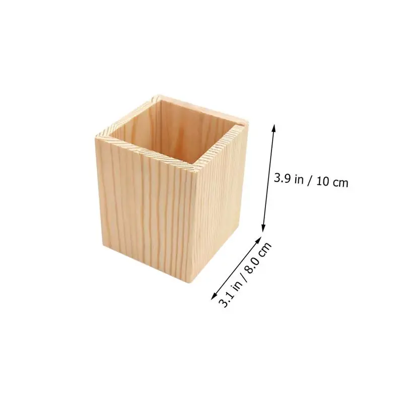 2pcs Portable Pen Container Wooden Geometric Brush Pot Stationery Organizer Mini Flowerpot Pencil Holders & Pen Holders